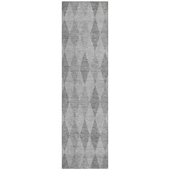 8' Runner Gray Geometric Washable Non Skid Indoor Outdoor Runner Rug