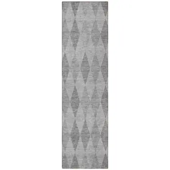 8' Runner Gray Geometric Washable Non Skid Indoor Outdoor Runner Rug
