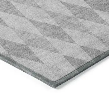 9' X 12' Gray Geometric Washable Non Skid Indoor Outdoor Area Rug