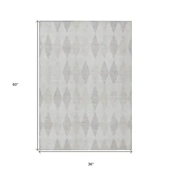 3' X 5' Gray Geometric Washable Non Skid Indoor Outdoor Area Rug