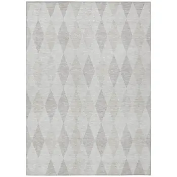 3' X 5' Gray Geometric Washable Non Skid Indoor Outdoor Area Rug