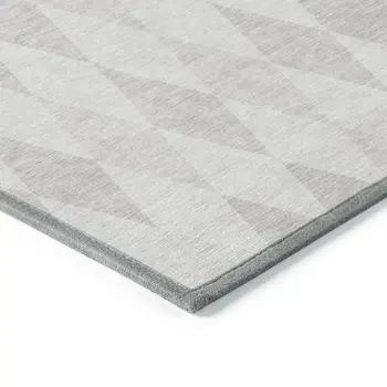 8' Round Gray Round Geometric Washable Non Skid Indoor Outdoor Area Rug