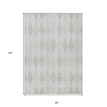 8' X 10' Gray Geometric Washable Non Skid Indoor Outdoor Area Rug
