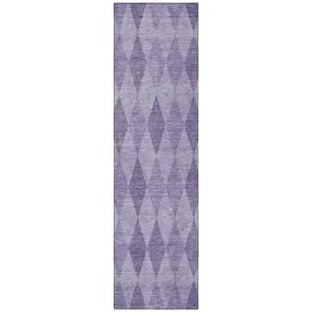 8' Runner Purple Geometric Washable Non Skid Indoor Outdoor Runner Rug
