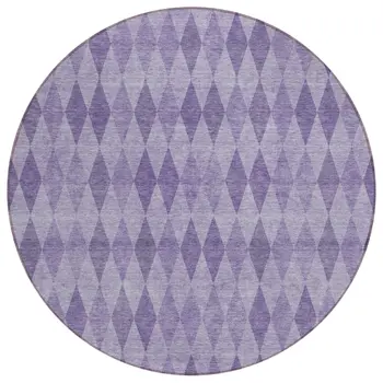 8' Round Purple Round Geometric Washable Non Skid Indoor Outdoor Area Rug