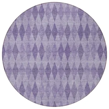 8' Round Purple Round Geometric Washable Non Skid Indoor Outdoor Area Rug