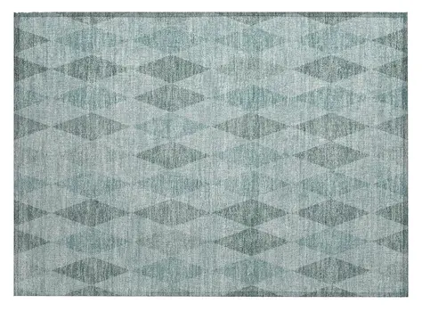 2' X 3' Teal Geometric Washable Non Skid Indoor Outdoor Area Rug