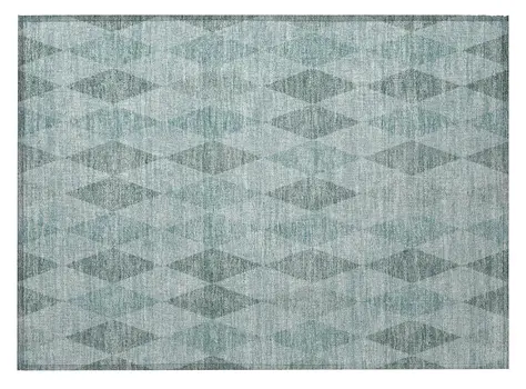 2' X 3' Teal Geometric Washable Non Skid Indoor Outdoor Area Rug