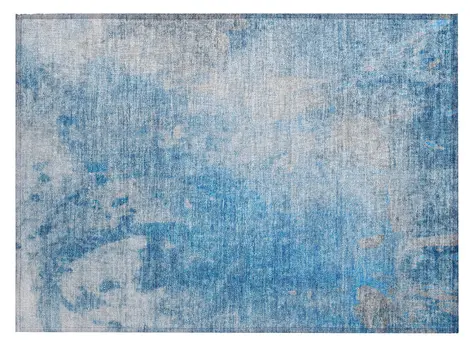 2' X 3' Blue and Gray Abstract Washable Non Skid Indoor Outdoor Area Rug
