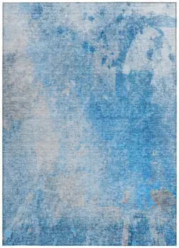 3' X 5' Blue And Gray Abstract Washable Indoor Outdoor Area Rug
