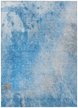 3' X 5' Blue And Gray Abstract Washable Indoor Outdoor Area Rug