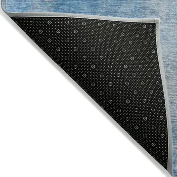 3' X 5' Blue And Gray Abstract Washable Indoor Outdoor Area Rug