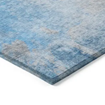 3' X 5' Blue And Gray Abstract Washable Indoor Outdoor Area Rug