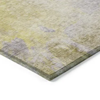2' X 3' Gold Beige and Purple Abstract Washable Non Skid Indoor Outdoor Area Rug
