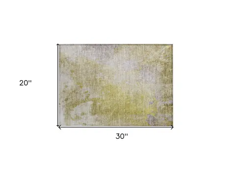 2' X 3' Gold Beige and Purple Abstract Washable Non Skid Indoor Outdoor Area Rug