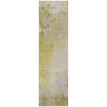 8' Runner Gold Beige and Purple Abstract Washable Non Skid Indoor Outdoor Runner Rug