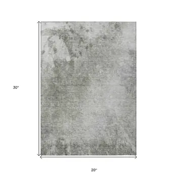 2' X 3' Gray and Off White Abstract Washable Non Skid Indoor Outdoor Area Rug