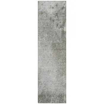 8' Gray And Off White Abstract Washable Indoor Outdoor Runner Rug