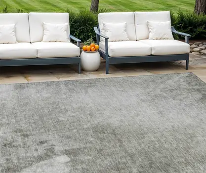 8' X 10' Gray Abstract Washable Indoor Outdoor Area Rug