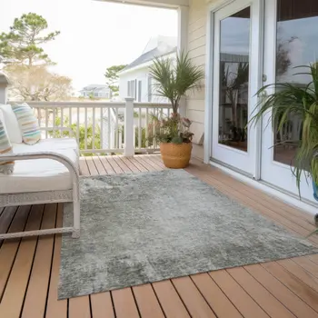 8' X 10' Gray Abstract Washable Indoor Outdoor Area Rug