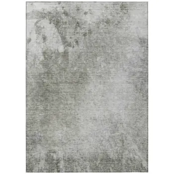 9' X 12' Gray And Off White Abstract Washable Indoor Outdoor Area Rug