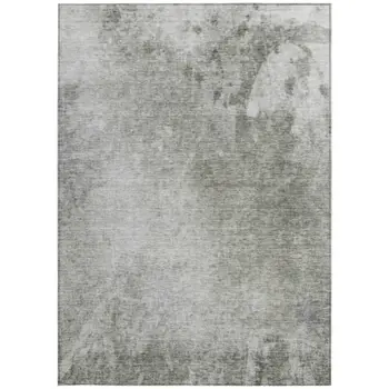 9' X 12' Gray And Off White Abstract Washable Indoor Outdoor Area Rug