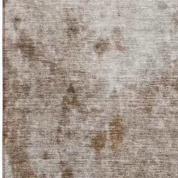 8' Brown And Off White Abstract Washable Indoor Outdoor Runner Rug