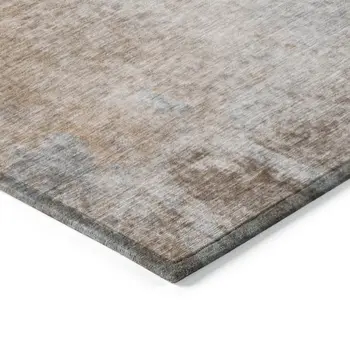 8' X 10' Brown and Off White Abstract Washable Non Skid Indoor Outdoor Area Rug