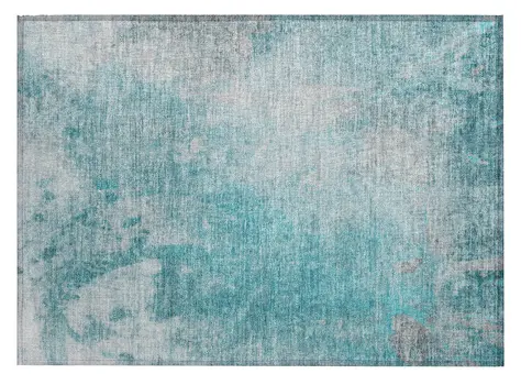 2' X 3' Teal Abstract Washable Non Skid Indoor Outdoor Area Rug