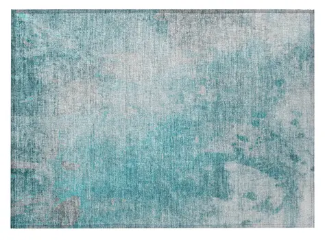 2' X 3' Teal Abstract Washable Non Skid Indoor Outdoor Area Rug