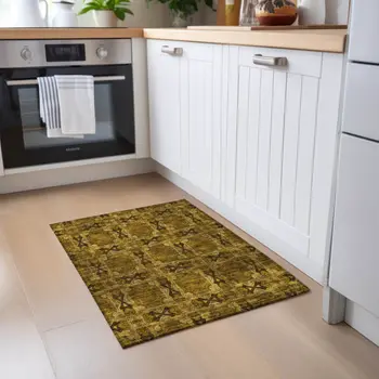 2' X 3' Chocolate Floral Medallion Washable Non Skid Indoor Outdoor Area Rug