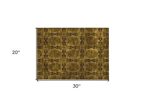 2' X 3' Chocolate Floral Medallion Washable Non Skid Indoor Outdoor Area Rug