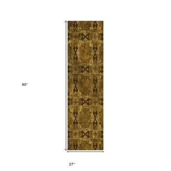 8' Runner Chocolate Floral Medallion Washable Non Skid Indoor Outdoor Runner Rug