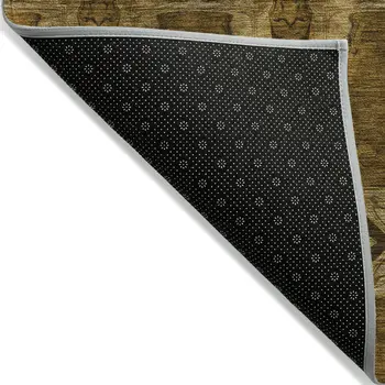 9' X 12' Chocolate Floral Medallion Washable Non Skid Indoor Outdoor Area Rug
