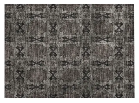 2' X 3' Gray and Black Floral Medallion Washable Non Skid Indoor Outdoor Area Rug