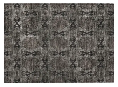 2' X 3' Gray and Black Floral Medallion Washable Non Skid Indoor Outdoor Area Rug