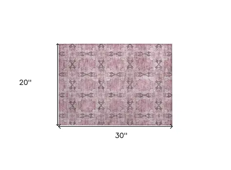 2' X 3' Pink Floral Medallion Washable Non Skid Indoor Outdoor Area Rug