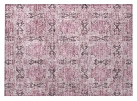 2' X 3' Pink Floral Medallion Washable Non Skid Indoor Outdoor Area Rug