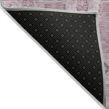 9' X 12' Pink Floral Medallion Washable Non Skid Indoor Outdoor Area Rug