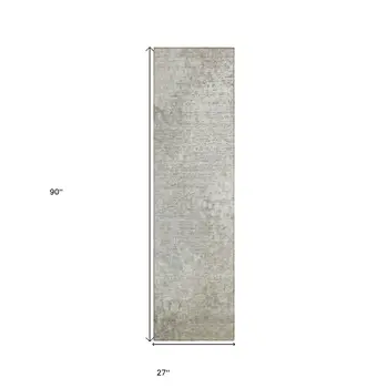 8' Runner Beige Washable Non Skid Indoor Outdoor Runner Rug