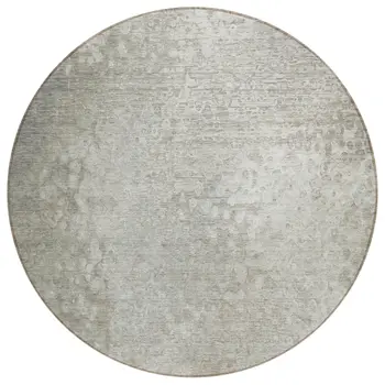 8' Round Beige Round Washable Non Skid Indoor Outdoor Area Rug