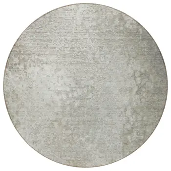 8' Round Beige Round Washable Non Skid Indoor Outdoor Area Rug