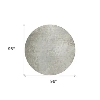 8' Round Beige Round Washable Non Skid Indoor Outdoor Area Rug