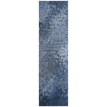 8' Runner Blue Washable Non Skid Indoor Outdoor Runner Rug
