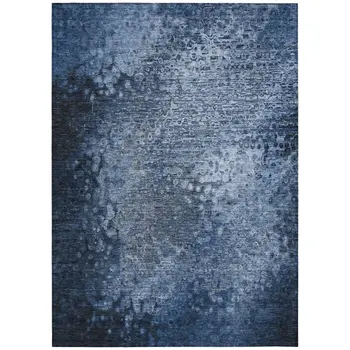 8' X 10' Blue Washable Non Skid Indoor Outdoor Area Rug