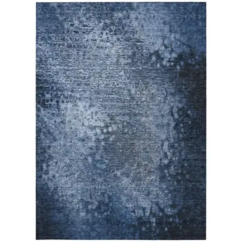 9' X 12' Blue Washable Non Skid Indoor Outdoor Area Rug