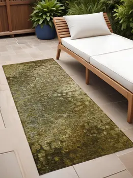 8' Runner Brown Washable Non Skid Indoor Outdoor Runner Rug