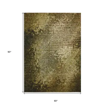 5' X 8' Brown Washable Non Skid Indoor Outdoor Area Rug