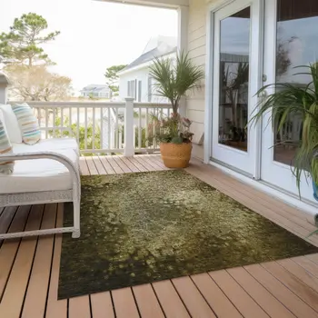 9' X 12' Brown Washable Non Skid Indoor Outdoor Area Rug