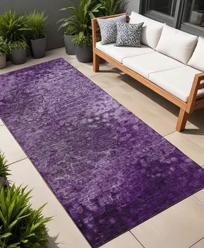 8' Runner Purple Washable Non Skid Indoor Outdoor Runner Rug